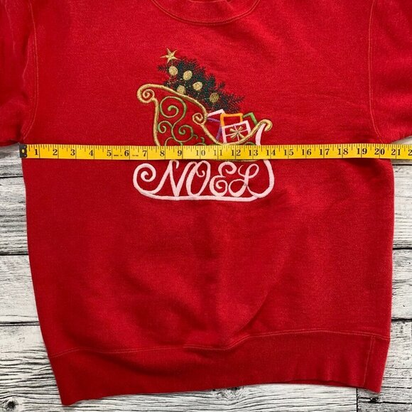 Vintage Noel Christmas Embroidered Crewneck Sweatshirt Sweater - Picture 5 of 7